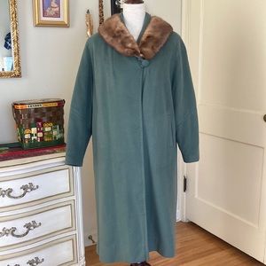 Vintage 40s Winter Coat Fur Trim XL
